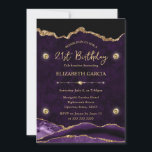 Elegant Paars & Gold Glitter Agate 21st Birthday Kaart<br><div class="desc">Elegant Paars en Gold Glitter Agate met een marmer textuur achtergrond en gouden diamanten</div>