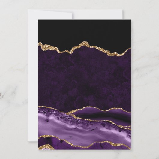 Elegant Paars & Gold Glitter Agate 60th Birthday Kaart (Achterkant)