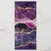 Elegant Paars Gold Glitter Marble Agate Wedding Menu (Achterkant)