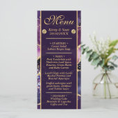 Elegant Paars Gold Glitter Marble Agate Wedding Menu (Staand voorkant)
