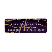 Elegant Paars Gold Glitter Monogram Initialen Etiket (Voorkant)
