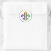 Elegant Paars Gold Green French Fleur de Lis Ronde Sticker (Tas)