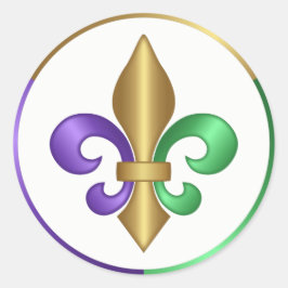 Elegant Paars Gold Green French Fleur de Lis Ronde Sticker