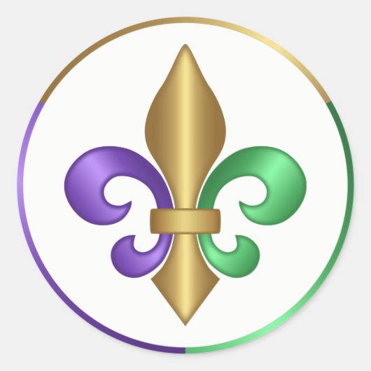 Elegant Paars Gold Green French Fleur de Lis Ronde Sticker (Voorkant)