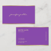 Elegant Paars Gold Hand Script Artistic Elite Visitekaartje (Voorkant / Achterkant)