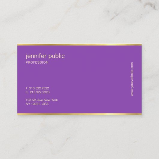 Elegant Paars Gold Hand Script Artistic Elite Visitekaartje (Achterkant)