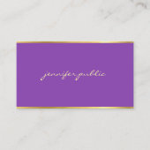Elegant Paars Gold Hand Script Artistic Elite Visitekaartje (Voorkant)