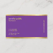 Elegant Paars Gold Handgeschreven script Moderne a Visitekaartje (Achterkant)