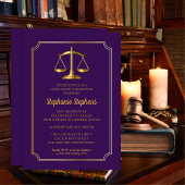 Elegant Paars Gold Law Attorney Graduparty Kaart