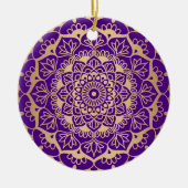 Elegant Paars Gold Mandala Boho Chic Flower Keramisch Ornament (Voorkant)