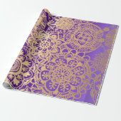 Elegant Paars Gold Mandala Pattern Cadeaupapier (Uitgerold)