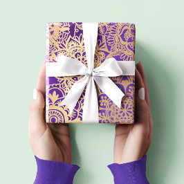 Elegant Paars Gold Mandala Pattern Cadeaupapier
