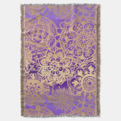 Elegant Paars Gold Mandala Pattern Deken (Voorkant Verticaal)