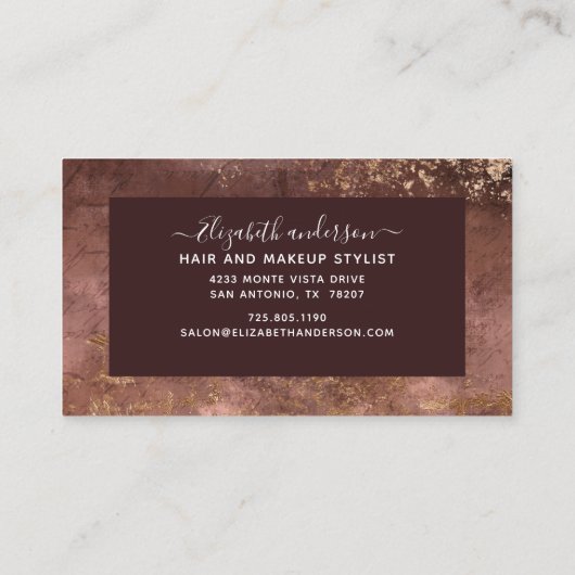 Elegant Paars Gold Marble Modern Chic Salon Visitekaartje (Achterkant)