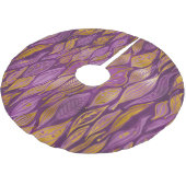 Elegant Paars Gold Metallic Shiny Foliage Patroon Kerstboom Rok (Gekanteld)