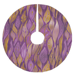 Elegant Paars Gold Metallic Shiny Foliage Patroon Kerstboom Rok