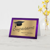 Elegant Paars Gold Pet Gefeliciteerd Afstuderen Kaart (Gele Bloem)