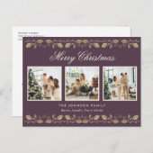 Elegant Paars Gold Photo Merry Kerstry Feestdagenkaart (Voorkant / Achterkant)