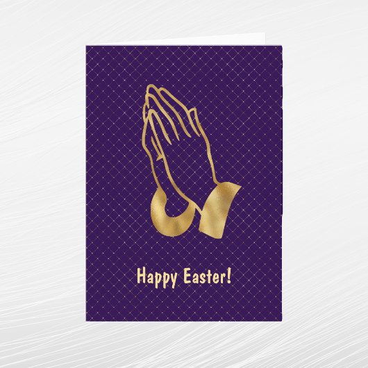 Elegant Paars Gold Praying Hands Pasen Feestdagen Kaart