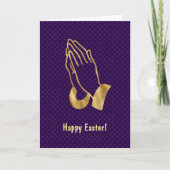 Elegant Paars Gold Praying Hands Pasen Feestdagen Kaart (Voorkant)