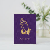 Elegant Paars Gold Praying Hands Pasen Feestdagenkaart (Staand voorkant)