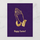 Elegant Paars Gold Praying Hands Pasen Feestdagenkaart (Voorkant)