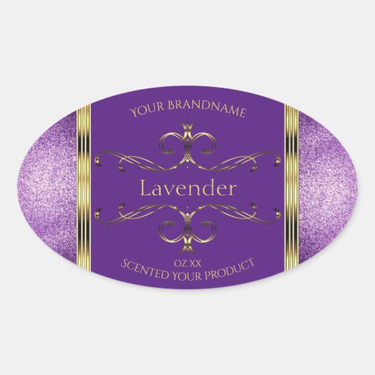 Elegant Paars Gold Product Labels Glitter Borders (Voorkant)