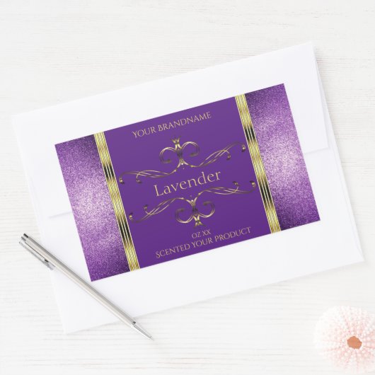 Elegant Paars Gold Product Labels Glitter Borders (Envelop)