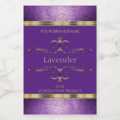 Elegant Paars Gold Product Labels Glitter Borders Voedselcontainer Etiket (Enkel label)