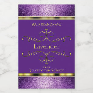 Elegant Paars Gold Product Labels Glitter Borders Voedselcontainer Etiket