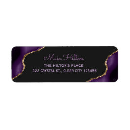 Elegant Paars Gold Return Address Label