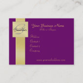 Elegant Paars Gold Ribbon Monogram Visitekaartje (Achterkant)