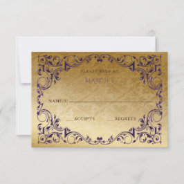 Elegant  Paars Gold RSVP-kaart RSVP Kaartje