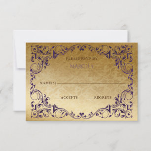 Elegant  Paars Gold RSVP-kaart RSVP Kaartje