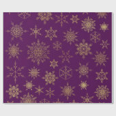 Elegant Paars Gold Snowflakes Pattern Wrapping Pa Cadeaupapier (Vlak)
