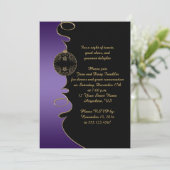 Elegant Paars Gold Swirls Black Kerstparty Kaart (Staand voorkant)
