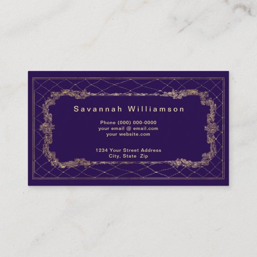 Elegant Paars Gold  Visitekaartje (Achterkant)