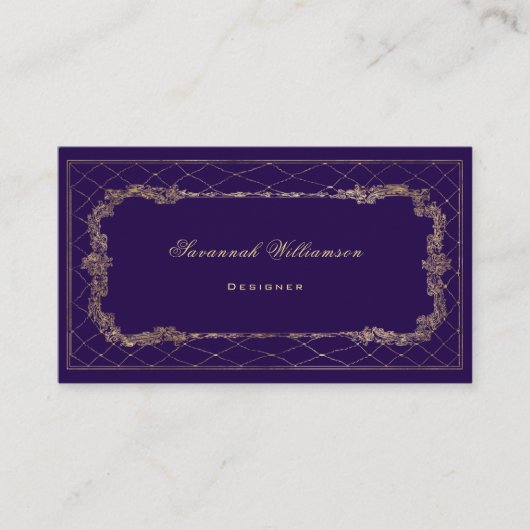 Elegant Paars Gold  Visitekaartje (Voorkant)