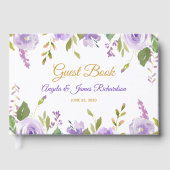 Elegant Paars Gold Waterverf Floral Wedding Gastenboek (Voorkant)
