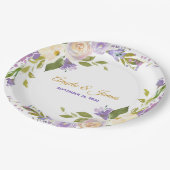 Elegant Paars Gold Waterverf Floral Wedding Papieren Bordje (Gekanteld)