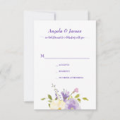 Elegant Paars Gold Waterverf Floral Wedding RSVP Kaartje (Achterkant)