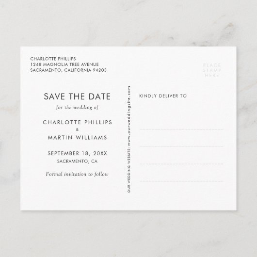 Elegant Paars Gold Wedding Photo Save the Date Aankondigingskaart (Achterkant)