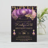 Elegant Paars & Gold Winter Baubles 21 september Kaart (Staand voorkant)