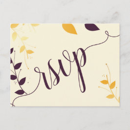 Elegant Paars Golden Leaves RSVP Invitation Post Uitnodiging Briefkaart