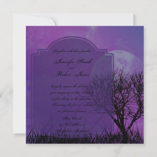 Elegant Paars Gothic Posh Wedding Invitation Kaart (Voorkant)