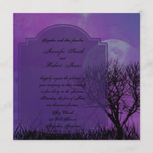 Elegant Paars Gothic Posh Wedding Invitation Kaart