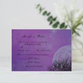 Elegant Paars Gothic Posh Wedding Response Card RSVP Kaartje (Staand voorkant)