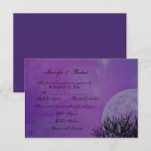 Elegant Paars Gothic Posh Wedding Response Card RSVP Kaartje (Voorkant / Achterkant)