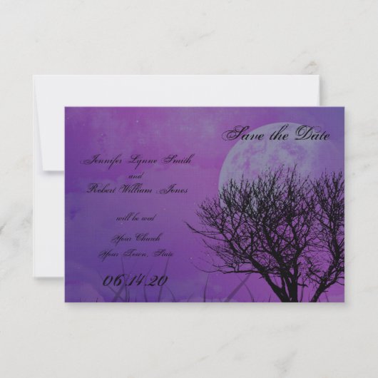 Elegant Paars Gothic Posh Wedding Save the Date (Voorkant)