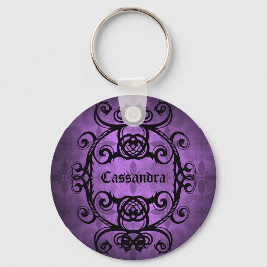 Elegant Paars gothisch design Sleutelhanger (Voorkant)